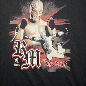 WWE Rey Mysterio T-Shirt Men's XL Black Double‎ Stitch Graphic Tee Gildan